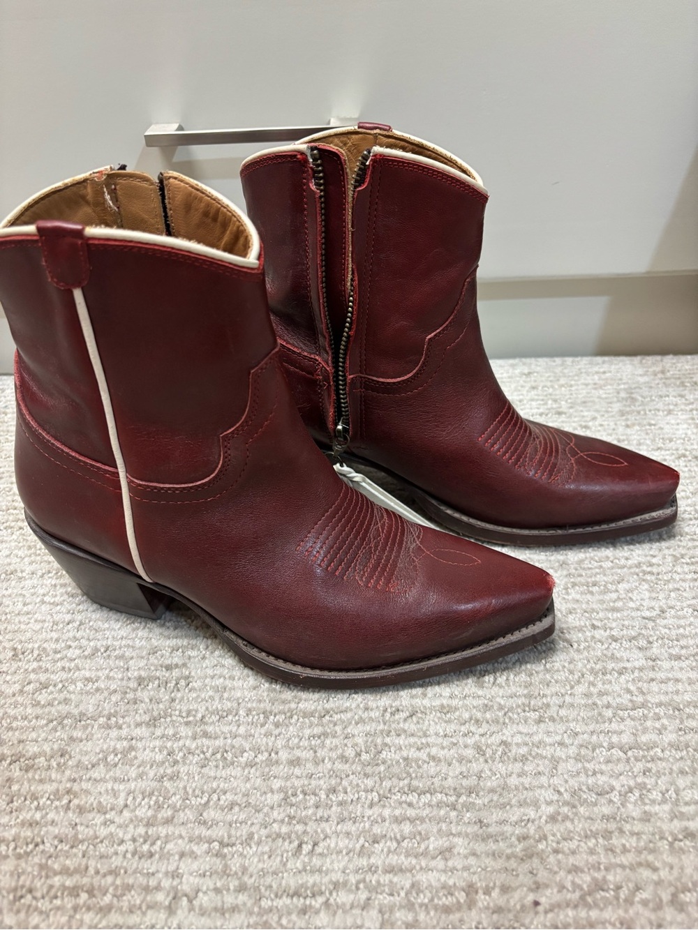 Women's Tecovas Burgundy Western Ankle Boots